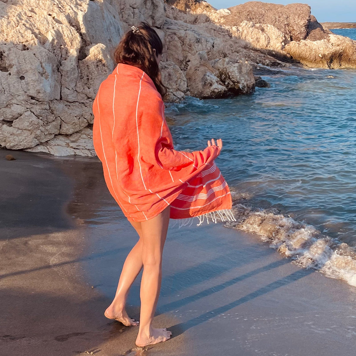 "BEACH PLEASE" Besticktes Hamamtuch