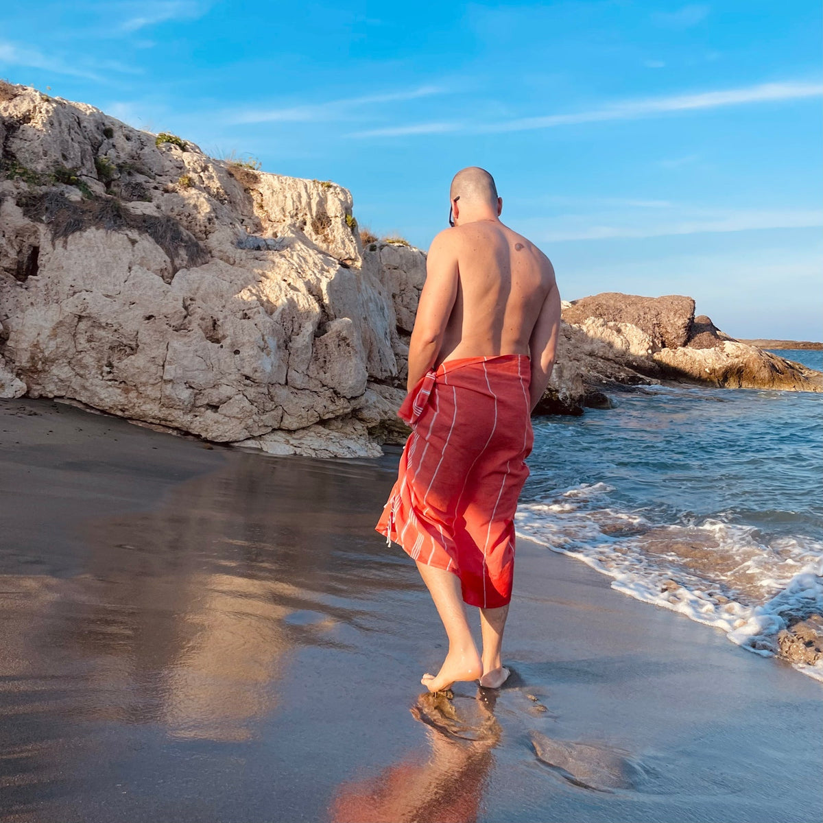 "BEACH PLEASE" Besticktes Hamamtuch