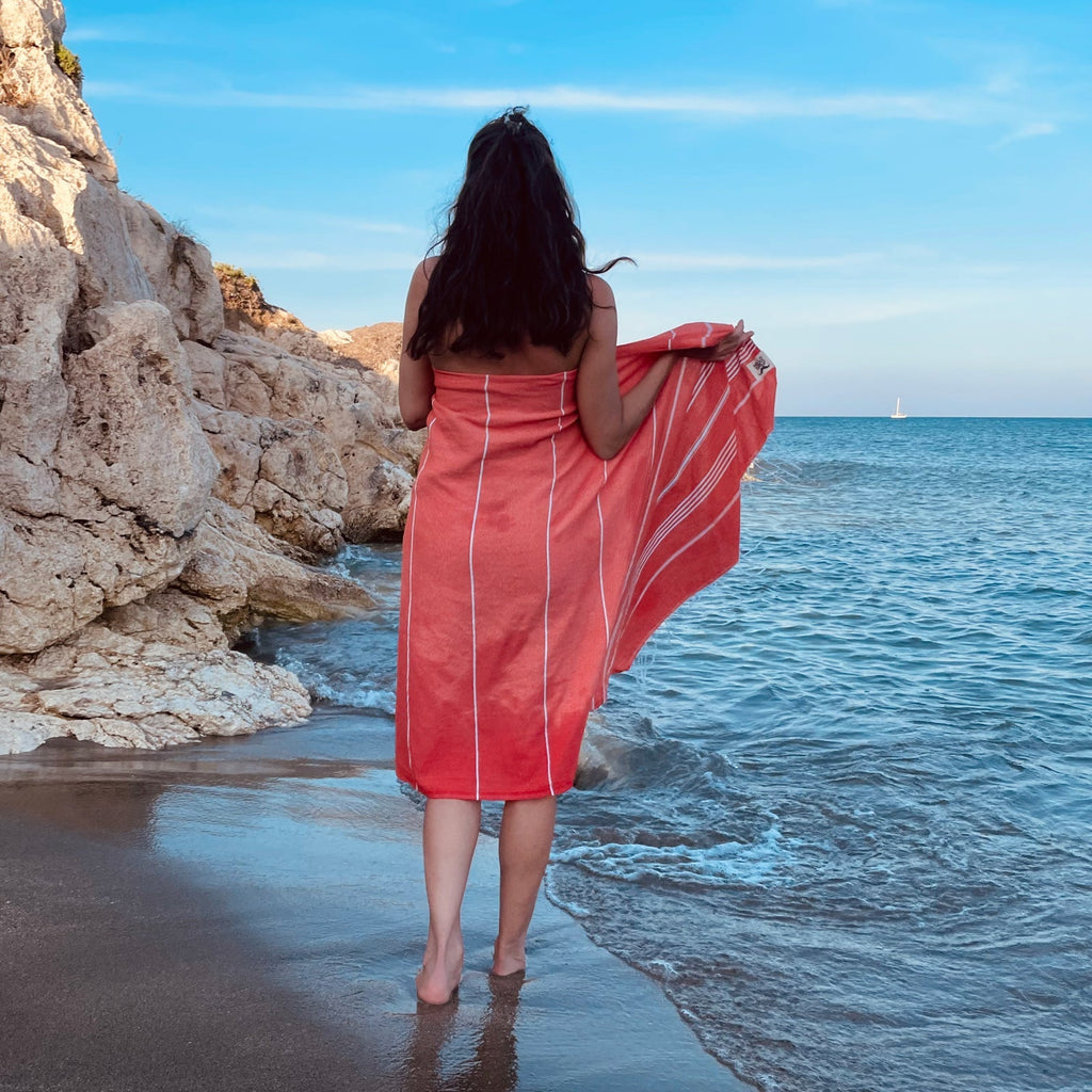 "BEACH PLEASE" Besticktes Hamamtuch