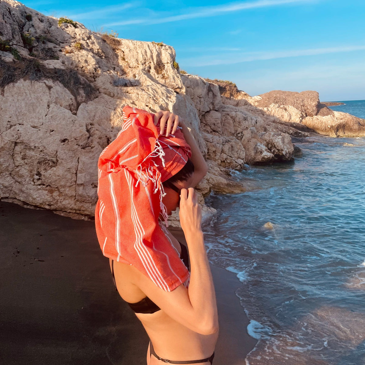 "BEACH PLEASE" Besticktes Hamamtuch