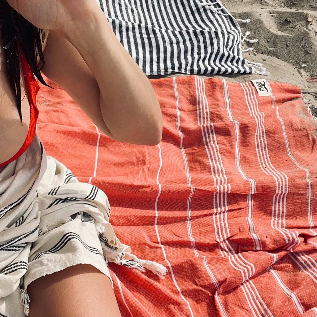 "BEACH PLEASE" Besticktes Hamamtuch