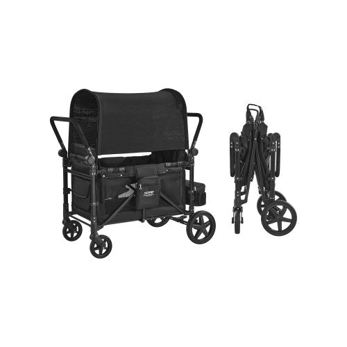 VEVOR Wagon Stroller for 4 Kids, Push Pull Quad Collapsible Stroller